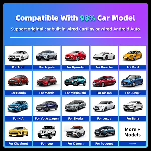 Trådløs CarPlay & Android Auto Adapter 2025 – Nem Plug & Play, Hurtig Forbindelse, Passer til iPhone & Android