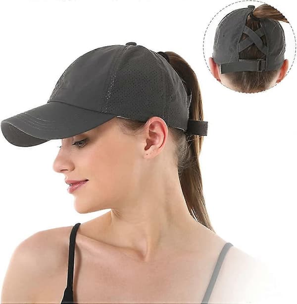 Baseballkasket med kryds-ponytail til kvinder Dark Gray