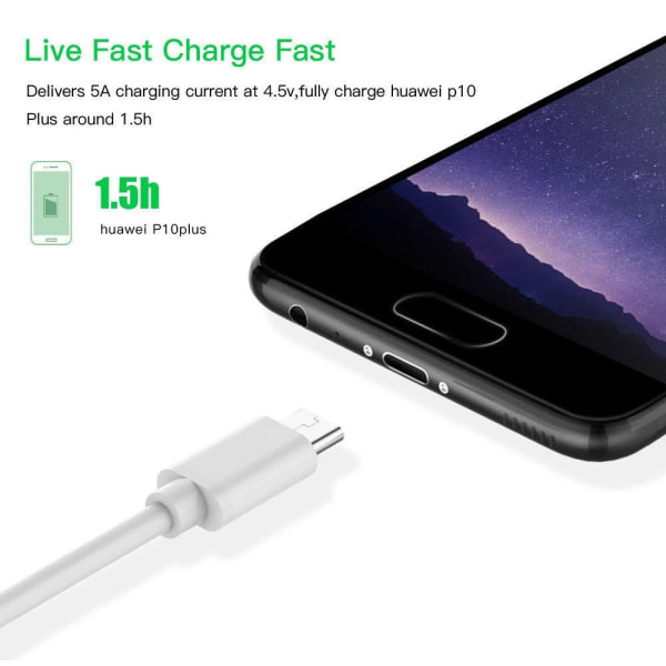 3x 5A USB 3.1 A - USB C SuperCharge 2M Vit en storlek