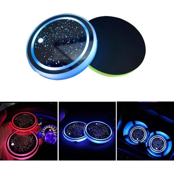 Vandtæt LED-interiørlys til bil, trådløse LED-billys, selvlysende biltilbehør, 6,8 x 6,8 x 1 cm