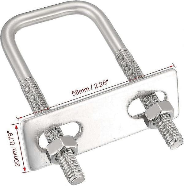 Fyrkantiga U-bultar 1-1/4\" (30 mm) Innerbredd 304 Rostfritt Stål M6 med Muttrar Ramremmar 3 st