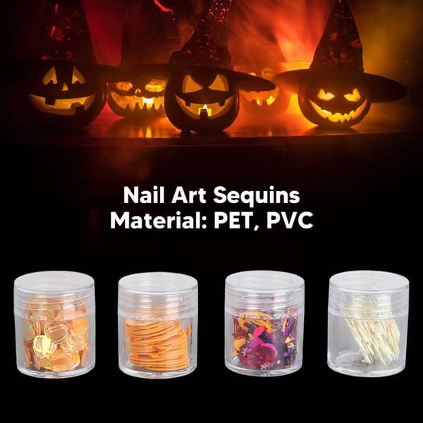 Glitter til neglekunst, Halloween-tema, glitter, utsøkt mønster, negledekorasjon, Halloween-fest