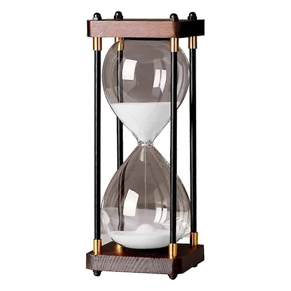 Stort Timglas 60 Minuter, Timglas, Regnbågsfärgat Glastimglas, Presenttimglas, för Hem, Skrivbord, Vit