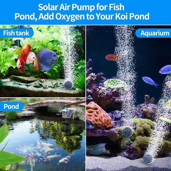 0,8W Solcellsdriven Fontänpump för damm 1,2 l/h | Kit med 4 munstycken och panel | För trädgårdsdamm och vattenfall | Miljövänlig