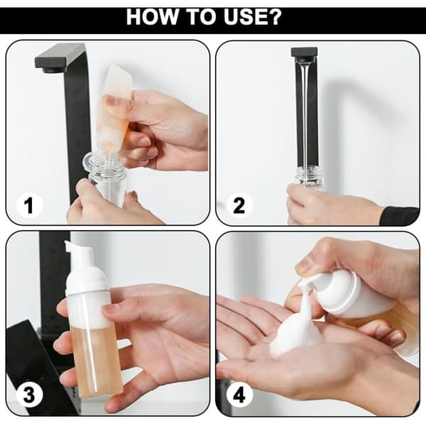 Set med 6 tomma skumflaskor, pumpflaskor, tomma skumdispenserflaskor, transparenta bärbara kosmetiska tomma flaskor för schampo, balsam
