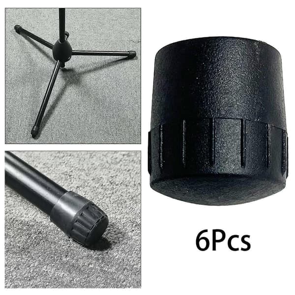 6x Mikrofonstativ Gummifotputer Gummideksel Black for Tube Dia 25mm