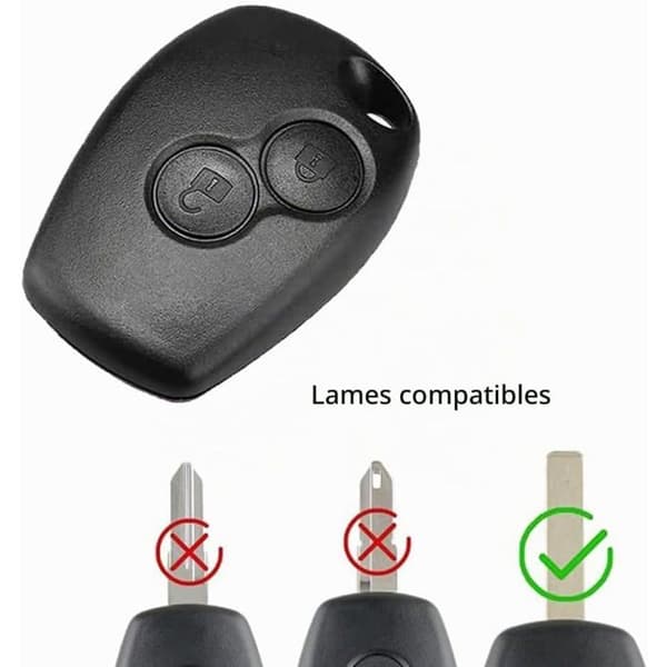 2-knaps nøglehus - Pakke med 2 - Plastik - Bladløs - Renault Dacia - 8,2x2,7 mm