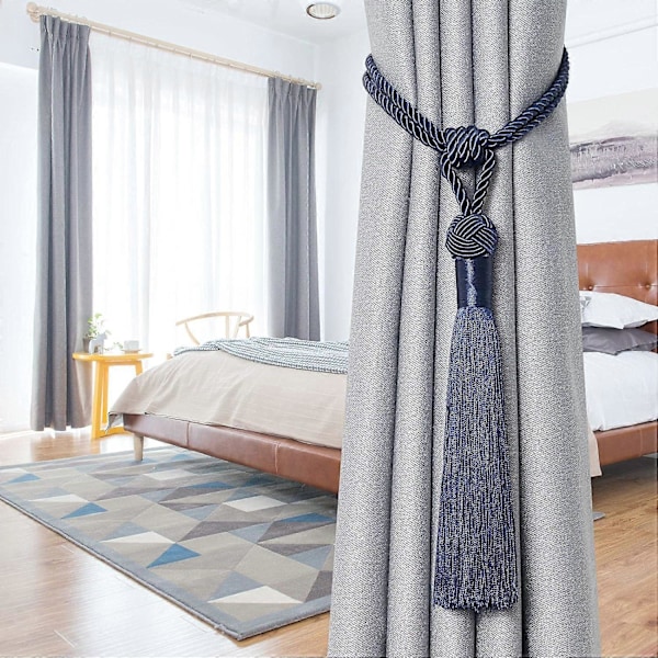 lly 2 kpl Pitkät Hapsunauhat Verhoille Käsintehdyt Punotut Köysisolmut Verhojen Kiinnikkeet Eurooppalaiseen Tyyliin Koristeelliset Verhonpidikkeet Kotiin ja Toimistoon Tuulta Vastaan Dark Blue 2 Pack