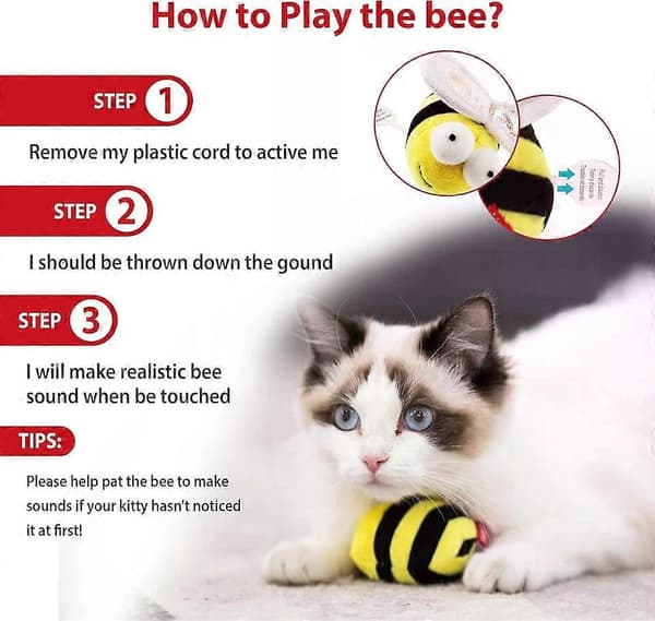Chirpy Bee Lydlegetøj til Katte, Interaktivt Pibende Melodi Jagt Kattelegetøj