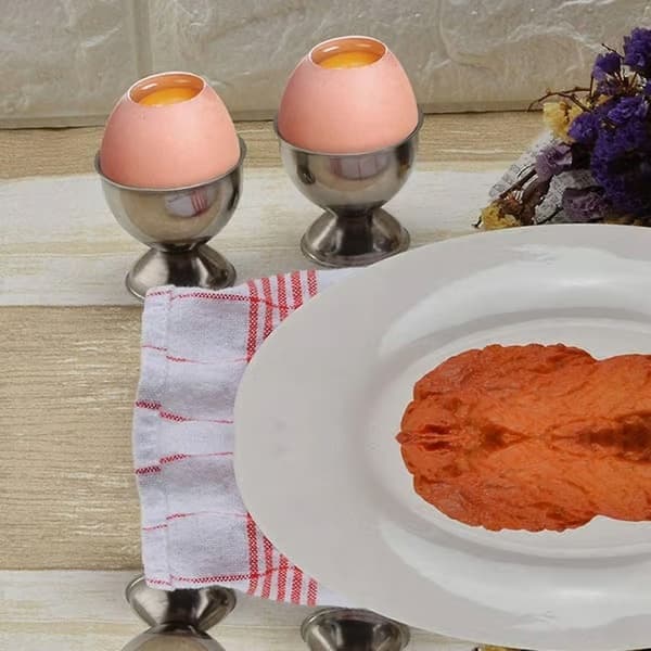 8-pakning eggeglass i rustfritt stål for hardkokte og bløtkokte egg, sølv