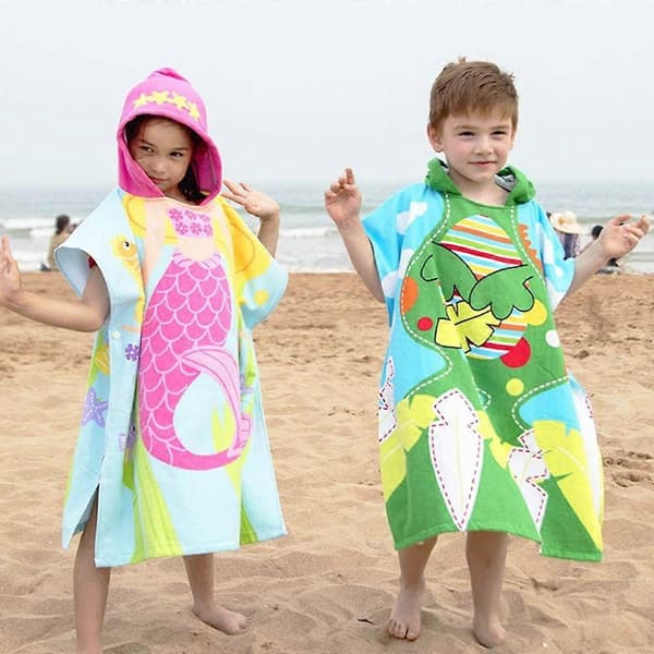 Badehåndklæde med hætte til børn, babyhåndklæde med hætte, sødt poncho-badehåndklæde til børn