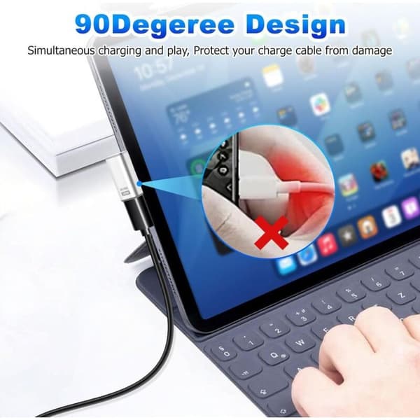 Pakke med 2 USB C 90° 80 Gbps USB C han til hun 240W Thunderbolt 5 forlængeradaptere til iPhone 15/16, tablet, telefon