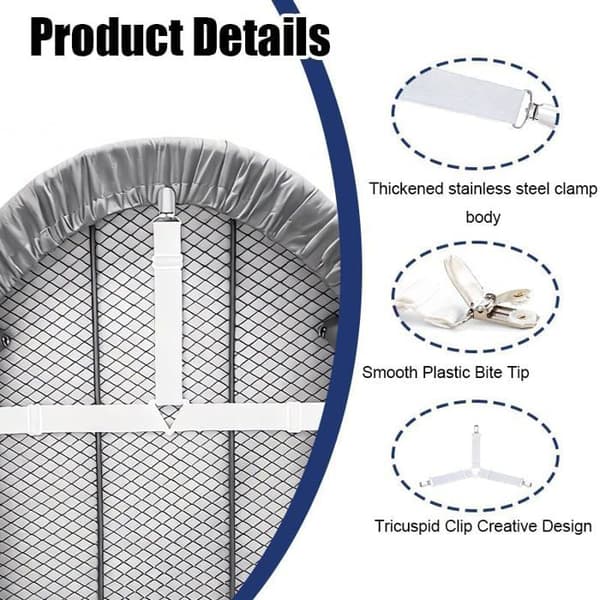 Lakenfester - 4 deler - Plast og metall - Justerbare klips - For madrasser og sofaer - B
