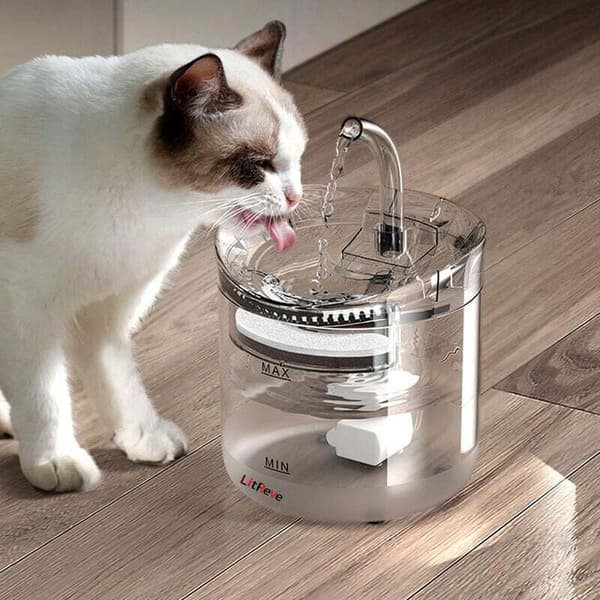 2L resirkulerbar automatisk kattefontene - Stille vanndispenser for katter og hunder - Europeisk plugg