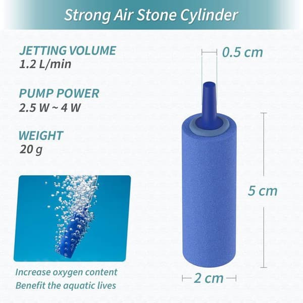 Luftsteiner - Sett med 6 - Blå Keramikk - 5 cm Boblediffusor - For Nanoakvarier og DWC