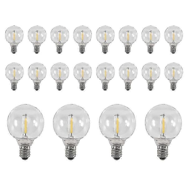 20 stk G40 LED erstatningslyspærer E12 skruebase bruddsikre LED globepærer for solcellelyslenker