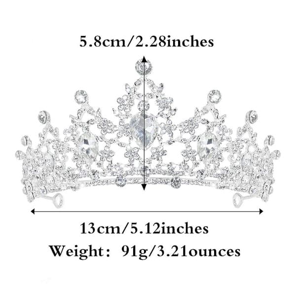 Dronningkrone og tiara prinsessekrone for kvinner og jenter krystallhårbøyle for brud