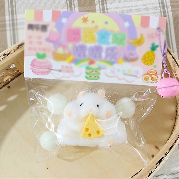 Kreativ Hamster Squishy Klemme Legetøj Mochi Squishy Stress Relief Sensorisk Fidget Legetøj White