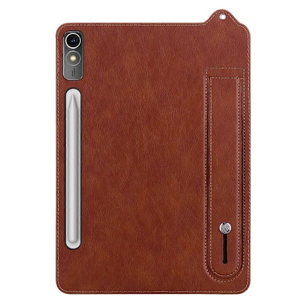 Fodral för Lenovo Tab P12 med Handrem, Stativ, Läder - Brun Multicolor Brown