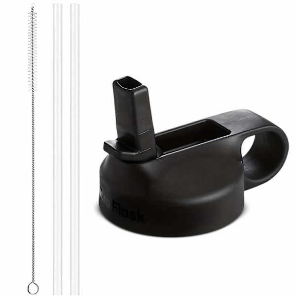 2 st Hydro Flask Wide Mouth Straw Lid - Återanvändbart Flip Top-lock med genomskinligt sugrör och rengöringsborste - Läcksäker och BPA-fri