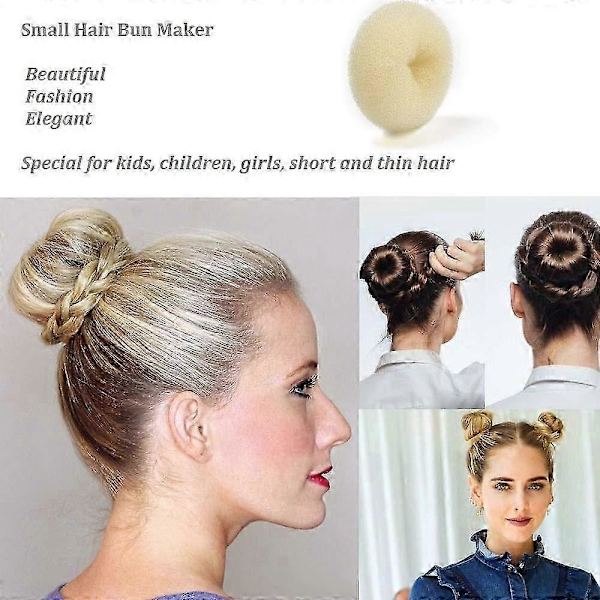 Extra Small Hårknutsmakare för Barn, 6-Pack Mini Donut Styler (Small 2\", Off-White)