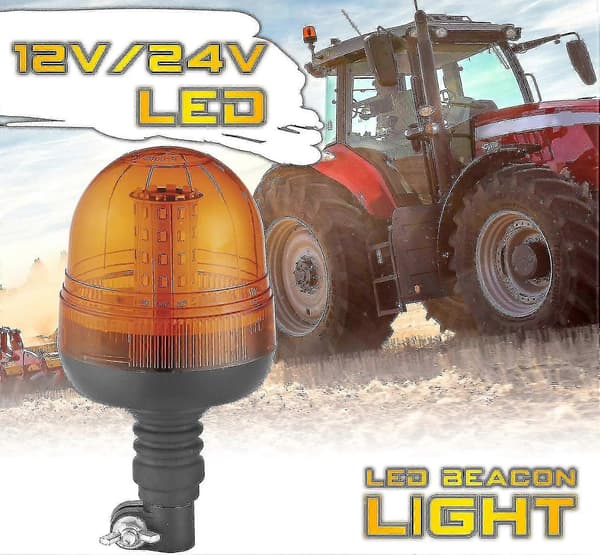 LED Rundtlys Orange med Magnetfod, Blinklys