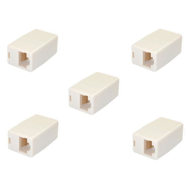 5-pak Netværkskabelsforlængere / stik RJ45 Cat5 beige