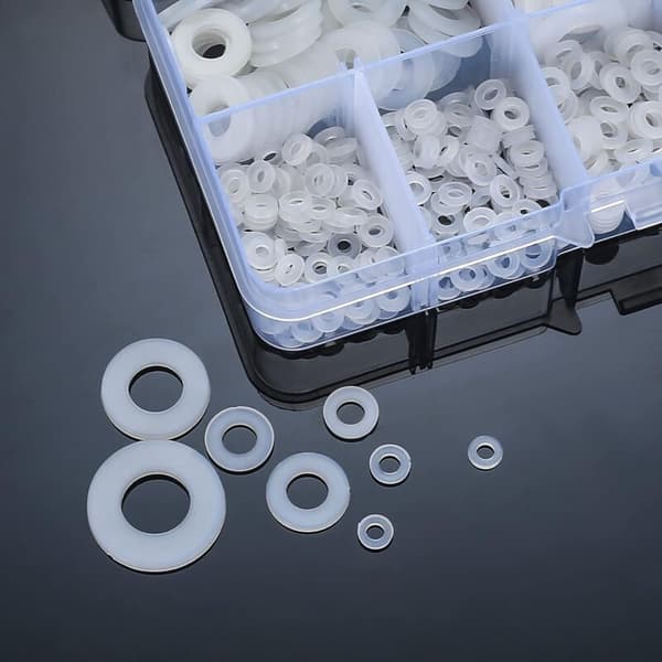 500 stk. flade skiver i nylon, rund isolerende afstandsstykke til VVS-sortiment - hvid, M2/M2.5/M3/M4/M5/M6/M8/M10