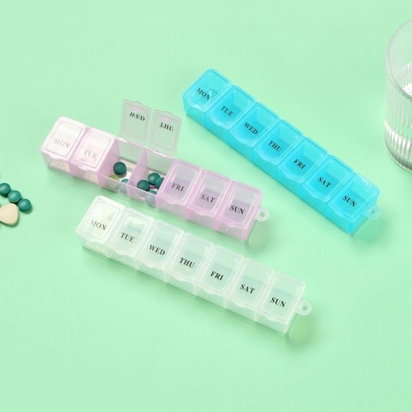 Tablettdispenser Pillerdosa Medicinförvaring Veckovis Dosering Blå