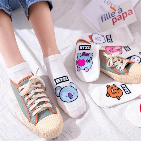 KPOP BT21 BTS Söpöt lyhyet sukat - korkea laatu