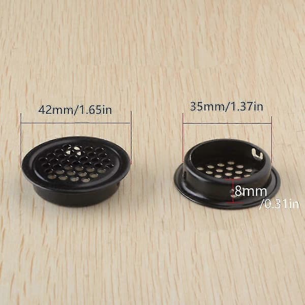 Rund Ventilationsrist 35mm 30 Stykker Sort Kompatibel Skab Garderobe-dt