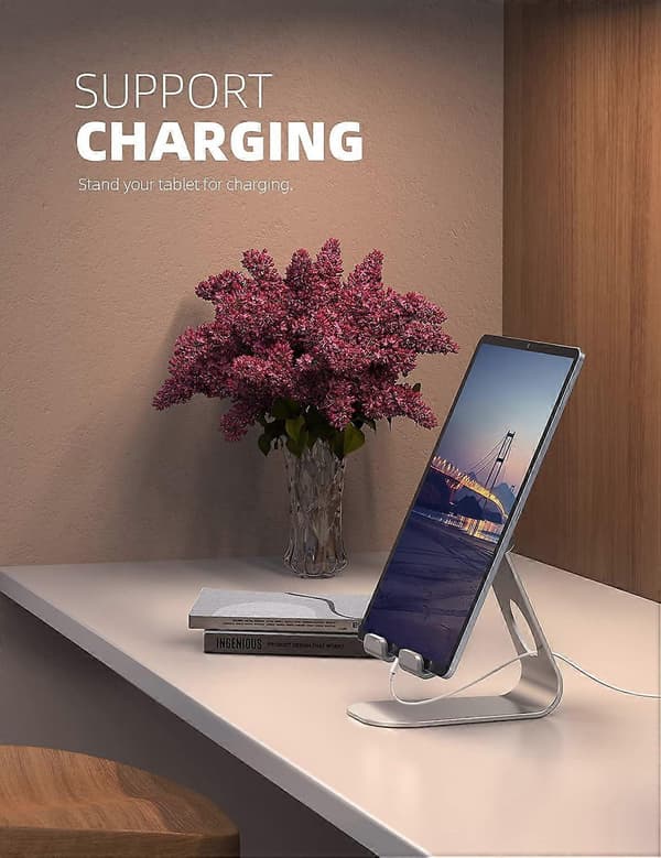 Justerbart surfplattehållare - Skrivbordsstativ Docka Kompatibel med iPad Pro 9.7/10.5/11 / 12.9/13, iPad Air mini 2~6, Switch, Samsung Tab, andra surfplattor Silver