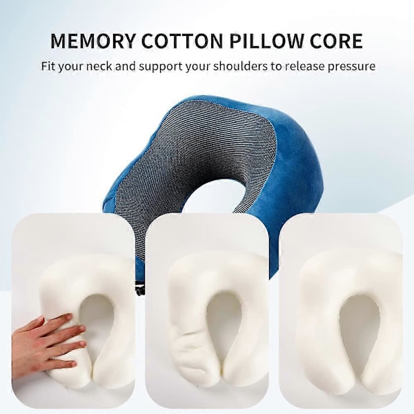 Bekväm Resekudde - Flygplanskudde - Bilkudde - Resekudde i Memory Foam - Resekudde - Resekudde - Resekudde - Vuxen, (Blå)