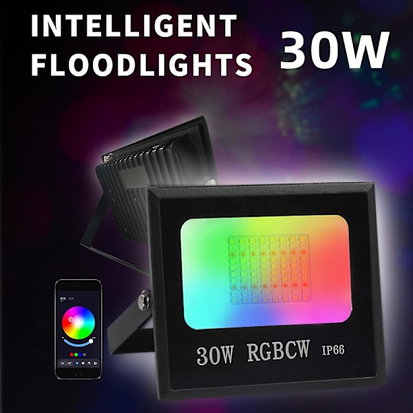 30W Tuya APP Smart LED Lys Farverig RGB Lampe Vandtæt Udendørs Fabriks Lager Floodlight