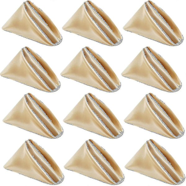 12 st Tygnapkiner, Tum Satin Bordsnapkiner, Återanvändbara Napkiner i Tyg för Bröllop-jie champagne 50*50cm