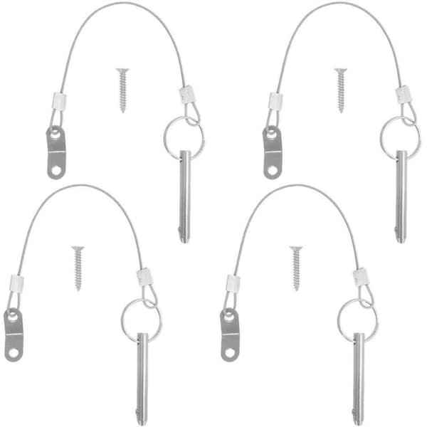 Sæt med 4 quick-release stifter, 6,3 mm topstift diameter, 51 mm total længde, 40 mm effektiv længde med 316 rustfri stålkabler