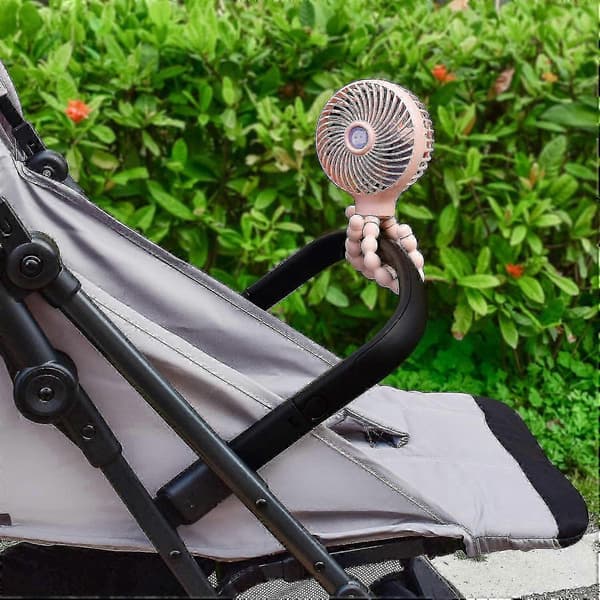 Bærbar Mini Klapvognsventilator Genopladelig Køleenhed til Baby Blæksprutte Design Håndholdt Stander Ventilator pink