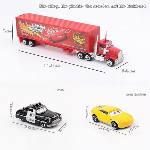 6 stk. Biler 3 Lynet McQueen Jackson Storm Mack Onkel Lastbil Metal Bil Model Legetøjsgave