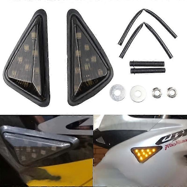 Motorcykel LED Blinkers Ljus Rökfärgad Triangel Infälld Vattentät Motorcykel Blinkers Blinkande Ljus transparent