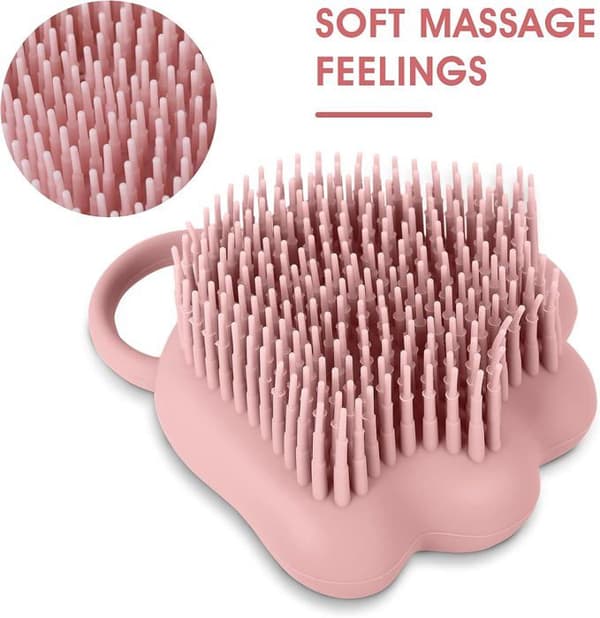 Hund og kat badebørste, blød kæledyrsbørste til rengøring, massagebørste med shampoo-dispenser til beroligende massage og vask