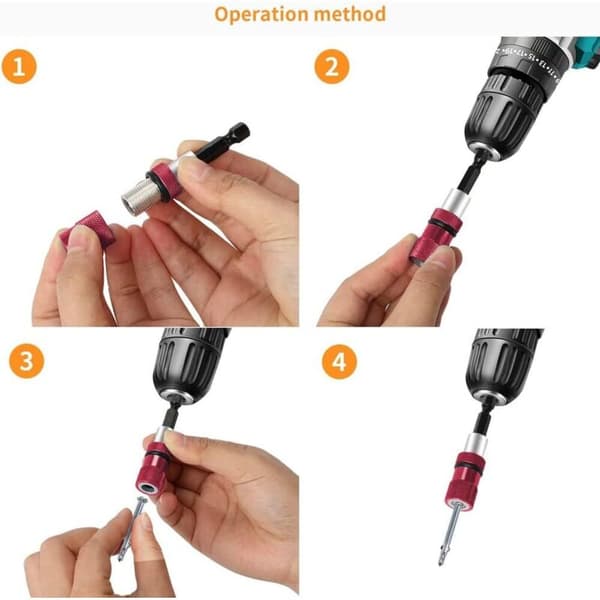 2 st magnetisk bitshållare med djupstopp 1/4 tum magnetisk gipsskruvdragarchuck hylsskruvdragarbits för snabbkopplingsstång