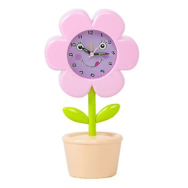 Kreativ Vekkerklokke Stereo Digital Stille Blomster Vekkerklokke for Soverom pink