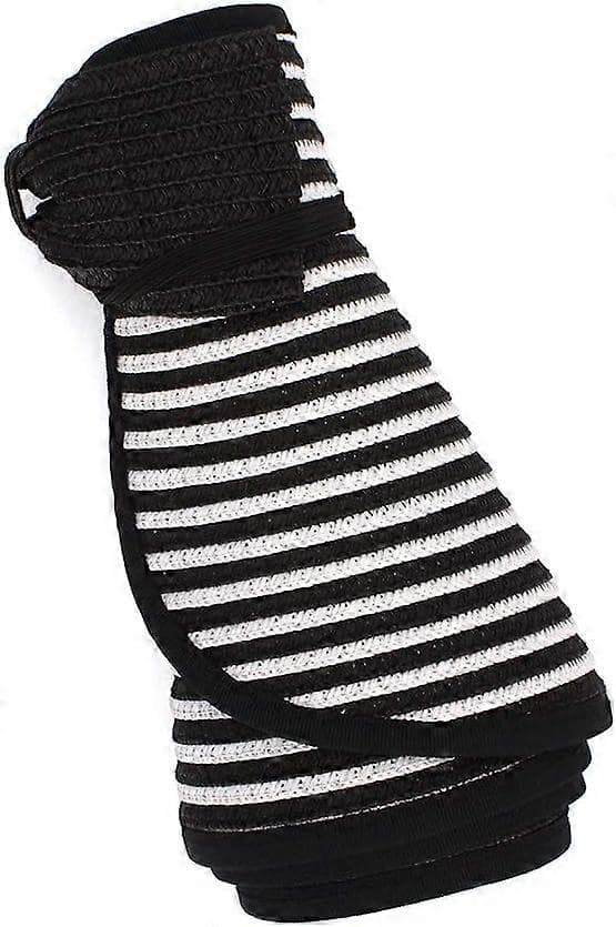 Store Strand Solhatte til Kvinder Foldbar Bredskyggede Hat til Damer Visir Kasket Spand med Sløjfe Black Stripe