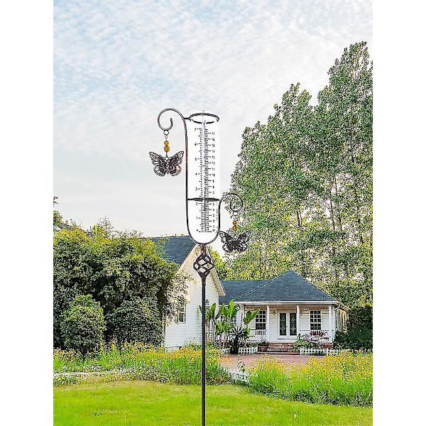 Utomhus Regnmätare med Stake för Trädgård, Gräsmatta & Blommor - Lättläst, Rostfri Design Hummingbird