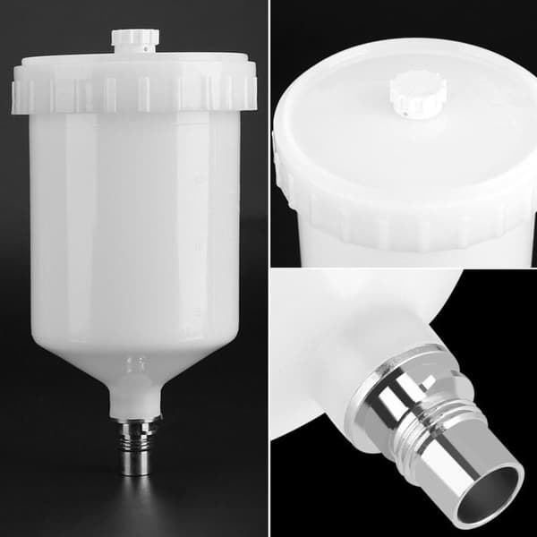 Plastmalingkop, luftgravitationssprøjtemalingsbeholder, gevindforbindelse til sprøjtepistol, 600 ml kapacitet