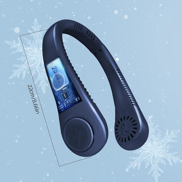 USB-ladattavat kaulatuulettimet, 5-nopeuksinen riippuva siivuton tuuletin, 360 asteen ilmavirtaus kaulatuulettimet miehille ja naisille Blue