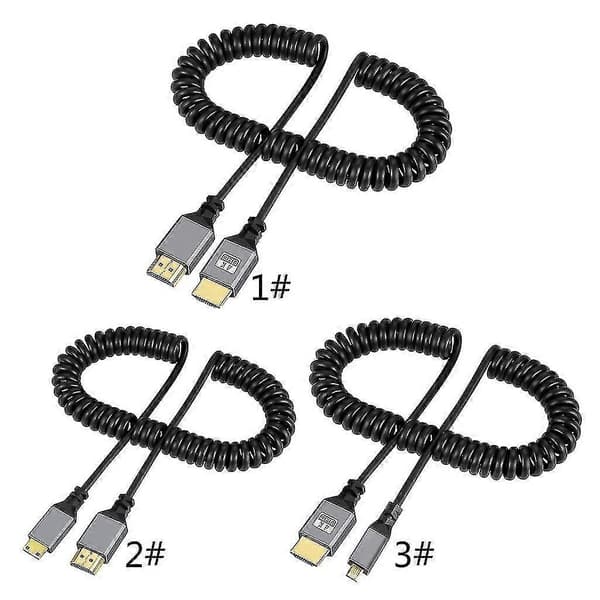 4k@60hz HDMI-kompatibel till HDMI/mini HDMI/Micro HDMI/spiralformad förlängningskabel 2