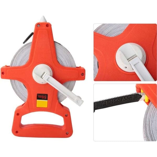 50M Landmåler Målebånd, Dekameter i Glasfiber, 50M Professionel Flexometer.