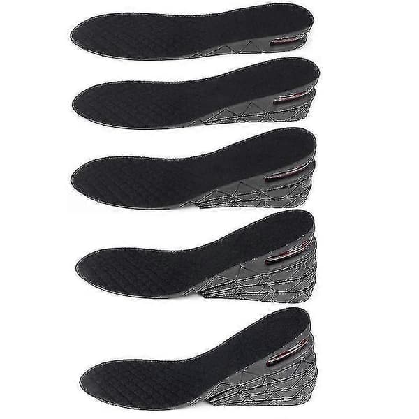 Unisex 3cm 5cm 7cm eller 9cm Hælhøjde Forøgelse Sko Løft Indlægssåler (Sort) 3 Layer(6cm)