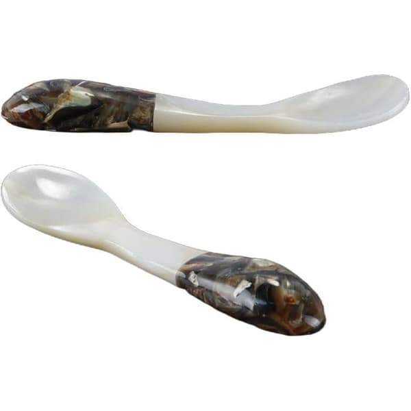 Kaviar ske - Sæt med 6 - Perlemor og Abalone - Bevarer smagen - Til bord og buffet - 10cm